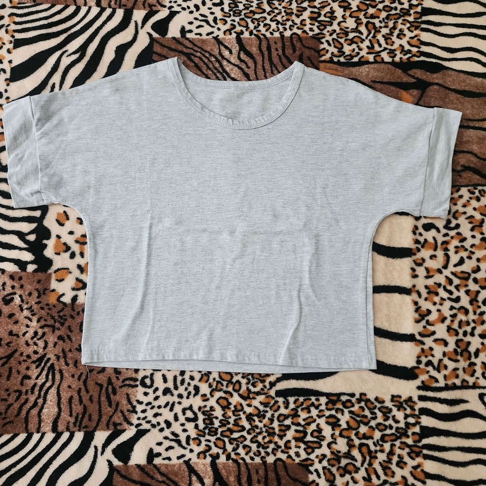 Y2K Light Gray Short Sleeve Cropped Top Size Small